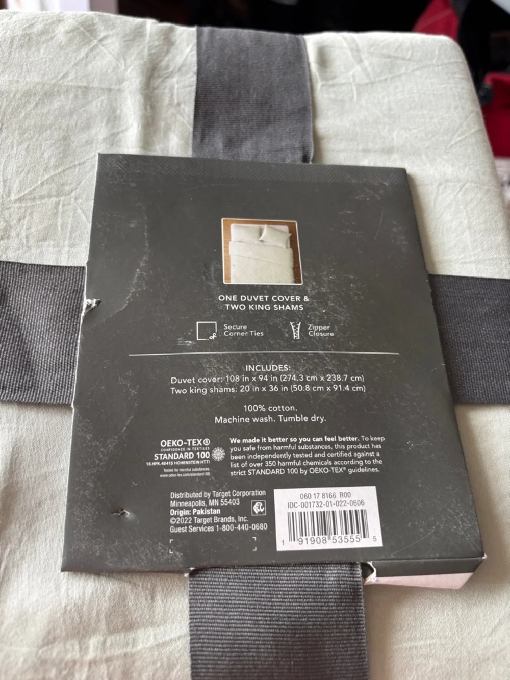 Threshold King 3pc Washed Cotton Sateen Duvet Set Sage Green Shams Soft Bedding
